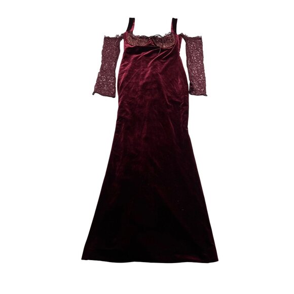 House of CB Ivy Velvet Maxi Dress in Black Cherry - Picture 1 of 5